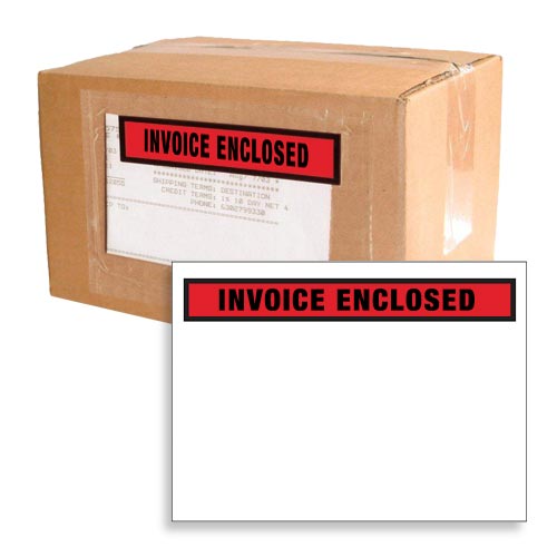 Enveloppe pour bordereau d'expédition - « Invoice Enclosed » - 4,5 po x 5,5  po -   Boîtes d'expédition, fournitures d'expédition, matériaux d' emballage, fournitures d'emballage